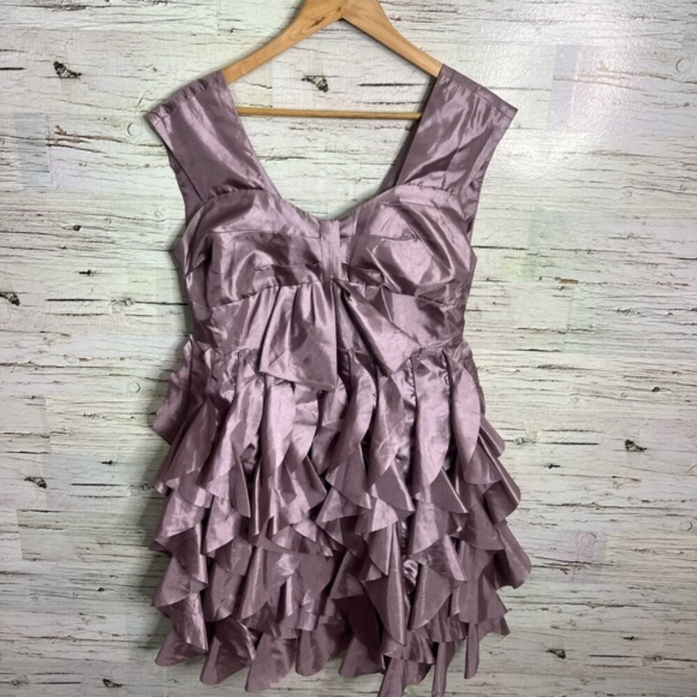 Ryu: Purple Ruffles Midi Dress Size large Anthropologie